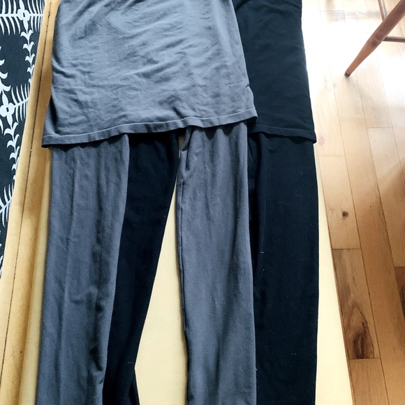 M.Rena 2 pairs. Full Length Seamless Skirted Leggings. Dark grey & black. - Picture 4 of 10